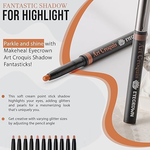 Miniatura 2 de MAKEHEAL  Eyecrown Art Croquis Shadow Fantastick, iluminador tipo lápiz, se adhiere suavemente, varios tamaños de purpurina y perlas, K-Beauty (06 -