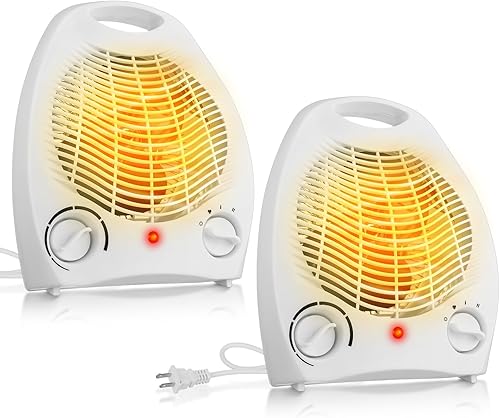 Calentador de espacio pequeño de 2 piezas de 1500 W, calentador eléctrico personal con 3 modos, protección contra sobrecalentamiento, calentador de