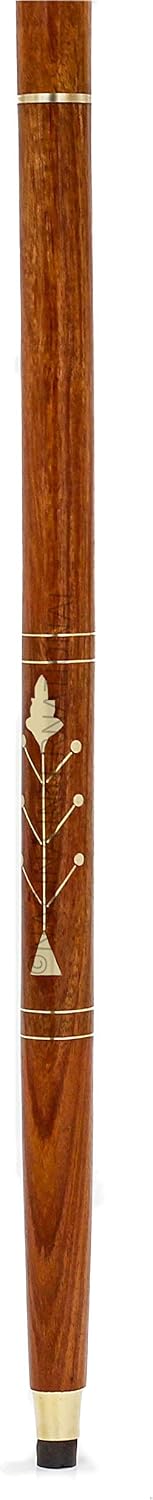 Deluxe Walking Sticks | Rosewood Crafted Cane with Solid Brass Chrome Decorative Bars | Nagina International