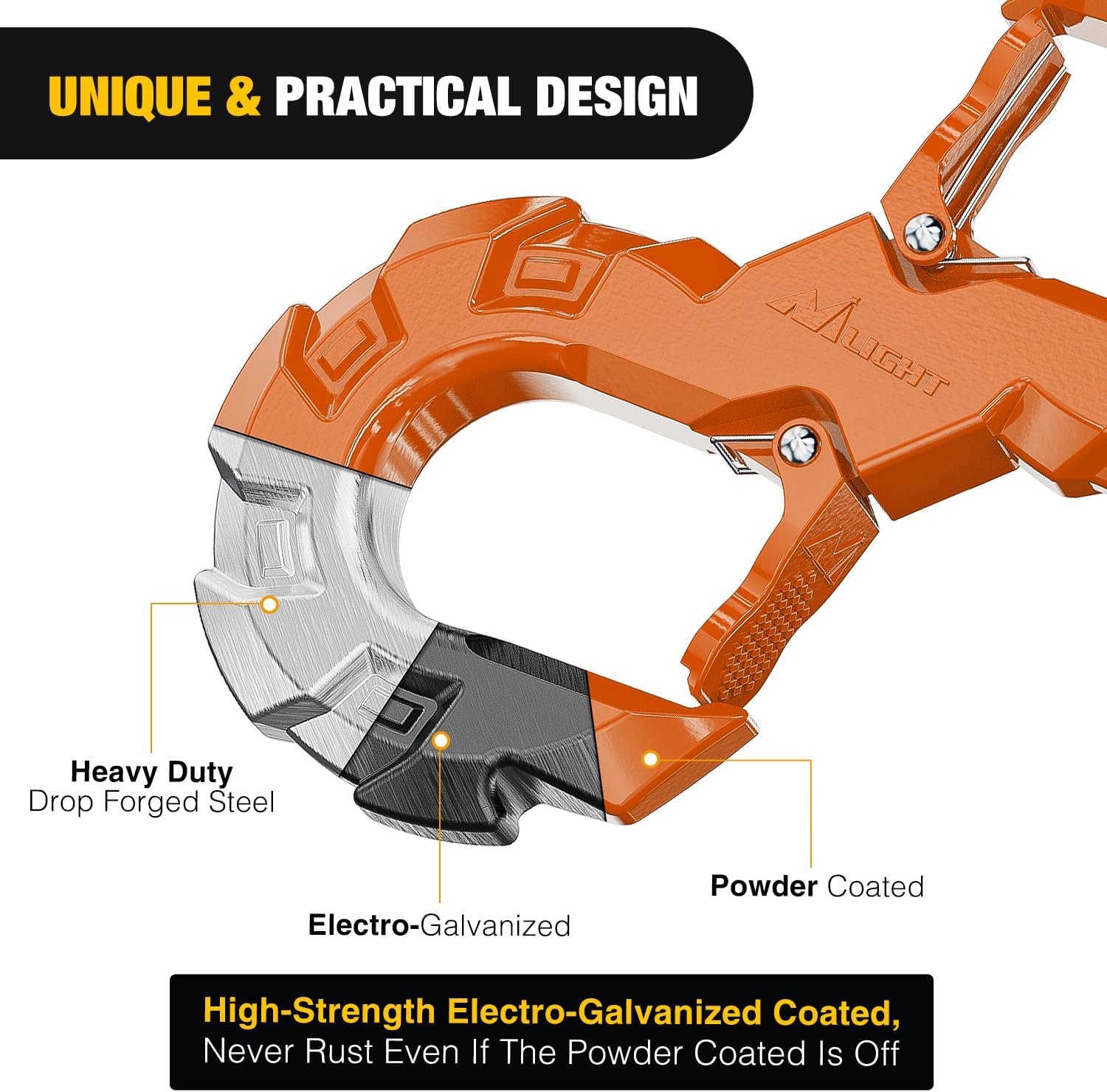 Nilight Quick Release S-Tow Shackle Hook – Heavy Duty Off-Road Recovery Hook, Fits Winch Rope & Recovery Strap, 11,000 LBS Working Load, for Jeep, SUV, ATV, Trailers, Forged Steel, Orange - Image 4