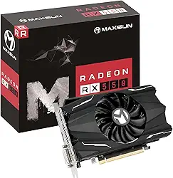 maxsun Placa Gráfica AMD Radeon RX 550 4GB GDDR5 ITX Computador PC Gaming Video GPU 128-Bit DirectX 12 PCI Express X16 3.0 DVI-D Dual Link, HDMI, DisplayPort