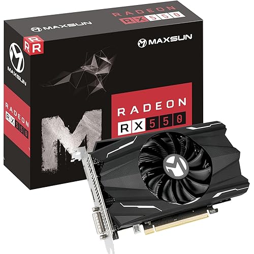 maxsun AMD Radeon RX 550 4GB GDDR5 ITX Computer PC Gaming Video Graphics Card GPU 128-Bit DirectX 12 PCI Express X16 3.0 DVI-D Dual Link, HDMI, DisplayPort