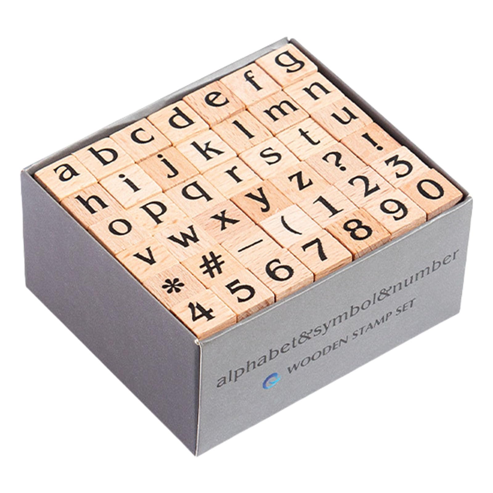 Jebyltd Lowercase Letter Sym 42Pcs Wood Craft Stamp Vintage Scrapbooking Stamp Letter Number For Card Making Scrapbooking Journal Planner Album Wood For Kids