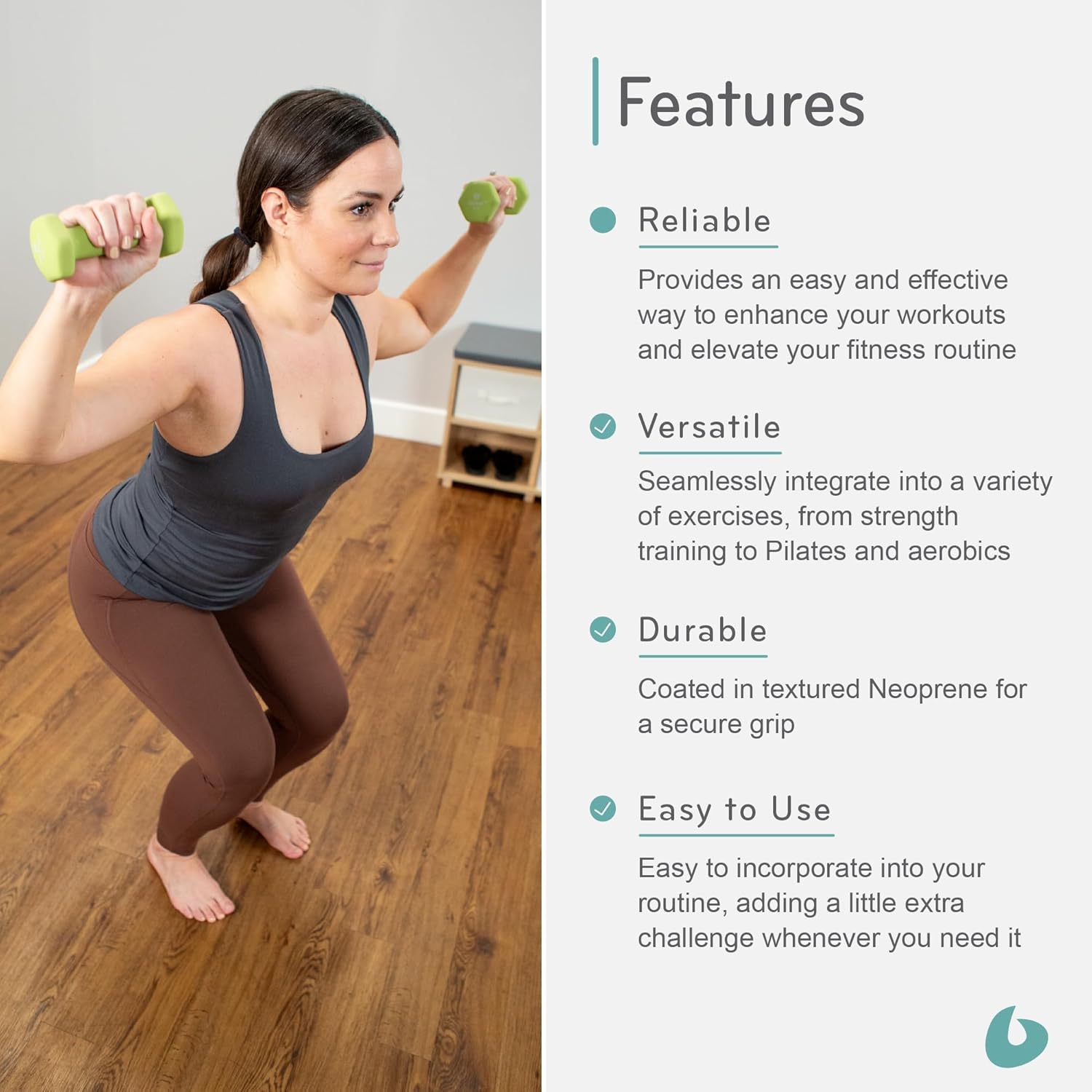Balanced Body Hand Weights, Portable Pilates Weights, Workout Weights for Home Gym or Studio