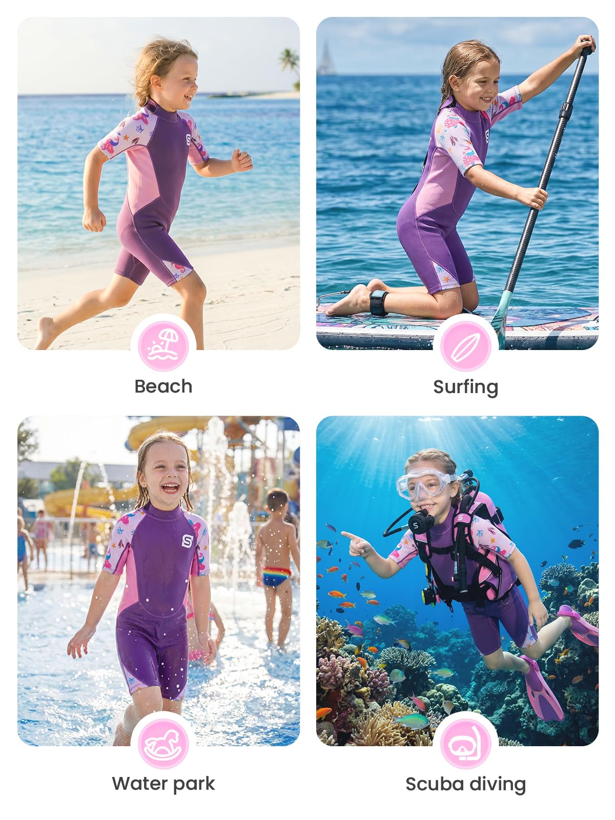 Neoprenanzug Kinder, 2 mm Neopren Thermo Shorty Badeanzug für Jungen, Mädchen und Kleinkinder Flexibel, warm, UPF50+ Sonnenschutz zum Schwimmen, Surfen, für Strand, Wassersport