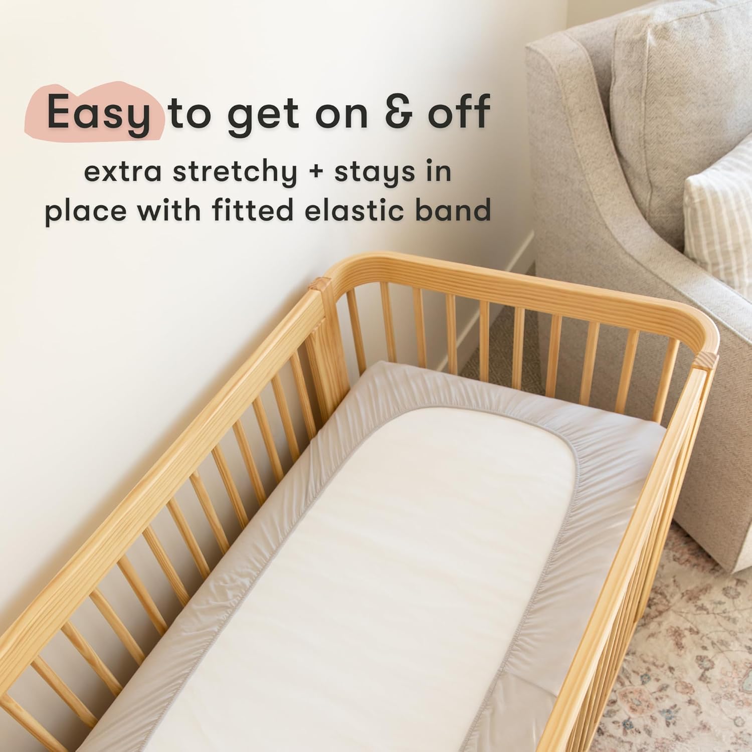 Waterproof Crib Sheet & Toddler Bed Fitted Sheet + Mattress Protector - Soft Eco-Friendly & Hypoallergenic - Made for All Skin Types - Fits Standard Crib Mattress 28"x 52" (Gray)