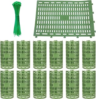 SMZhomeone 12 protectores de tronco de árbol de plástico para plantas con 40 bridas para protección de arbustos y árboles de 25 x 37 cm, color verde