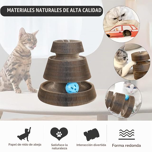 Foto 5 de 8 de xyuayamz Tablero Acordeón para Gatos, Rascador para Gatos con Campana, Magic Organ Juguetes Gato Interactivos