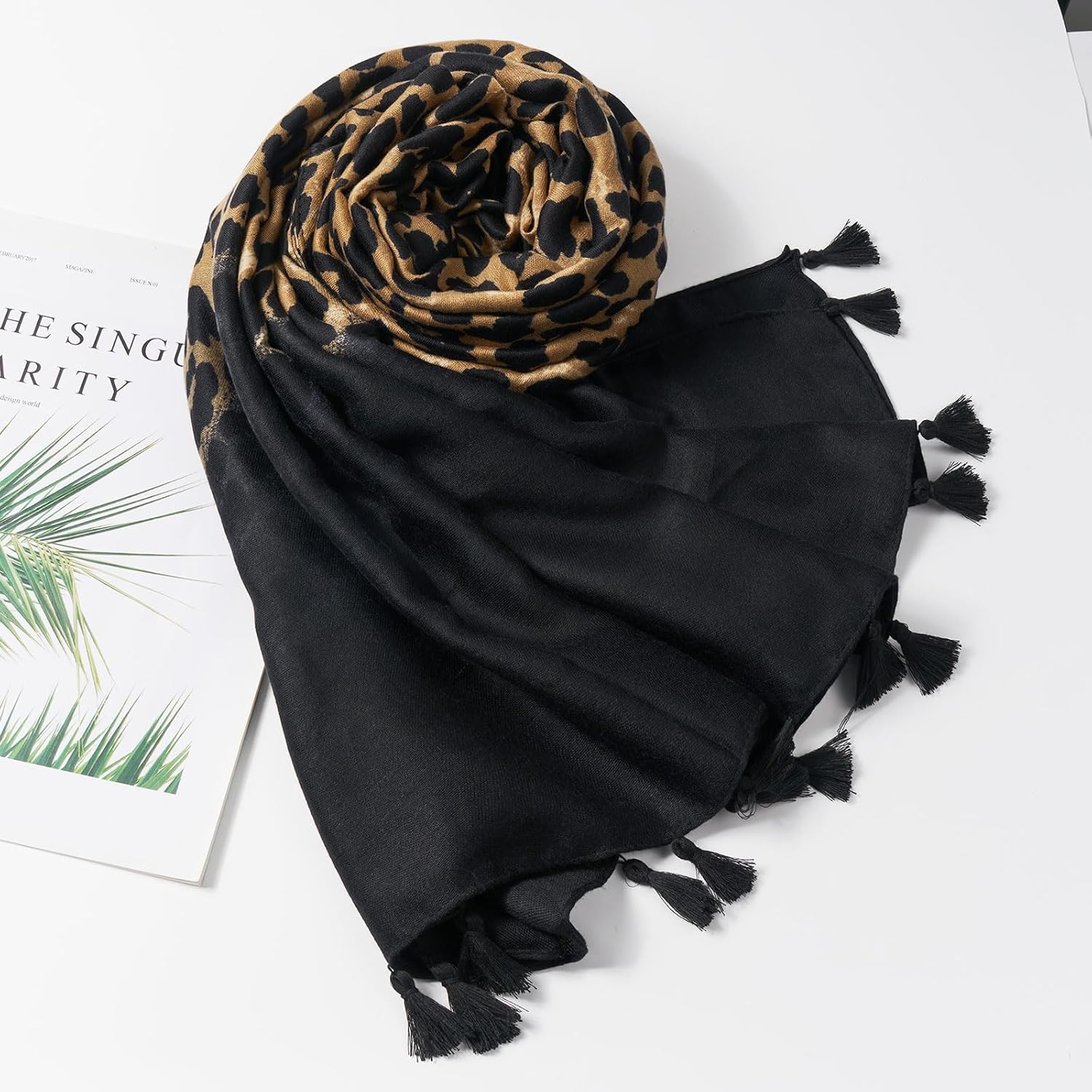 Scarf for Women Lightweight Soft Floral Leopard Printed Scarves Fall Winter Fashion Shawl Wrap with Fringe - Image 4