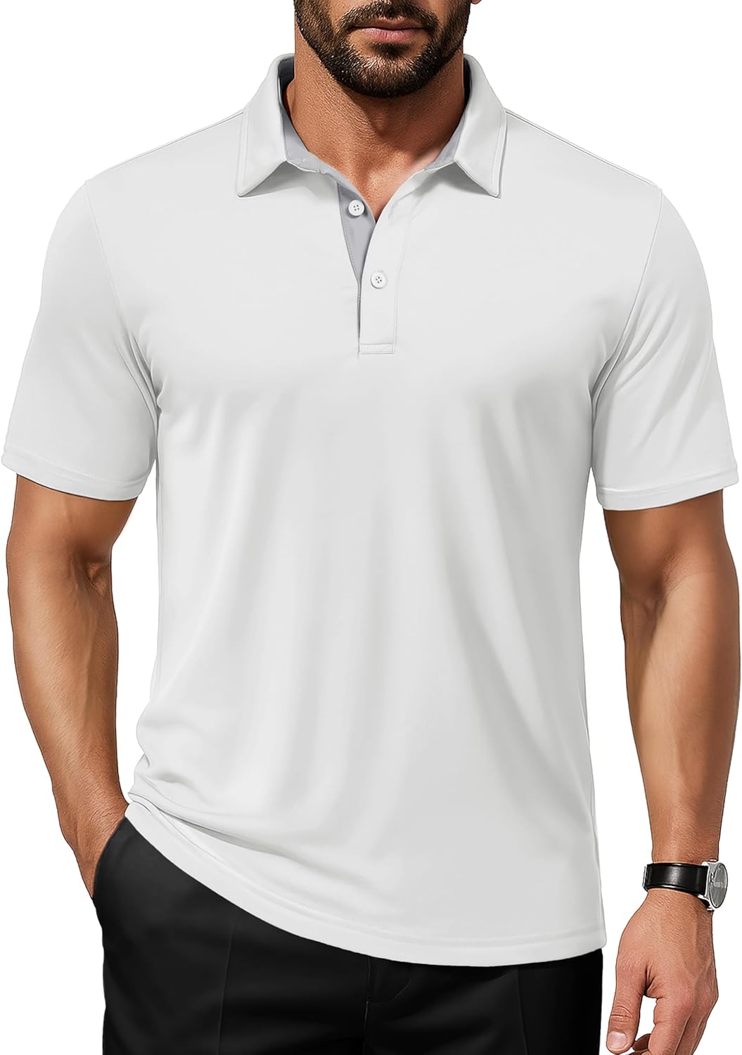 MAGCOMSEN Men's Polo Shirts Short Sleeve UPF 50+ Dry Fit Performance Golf Shirts Casual Athletic Collared Shirt
