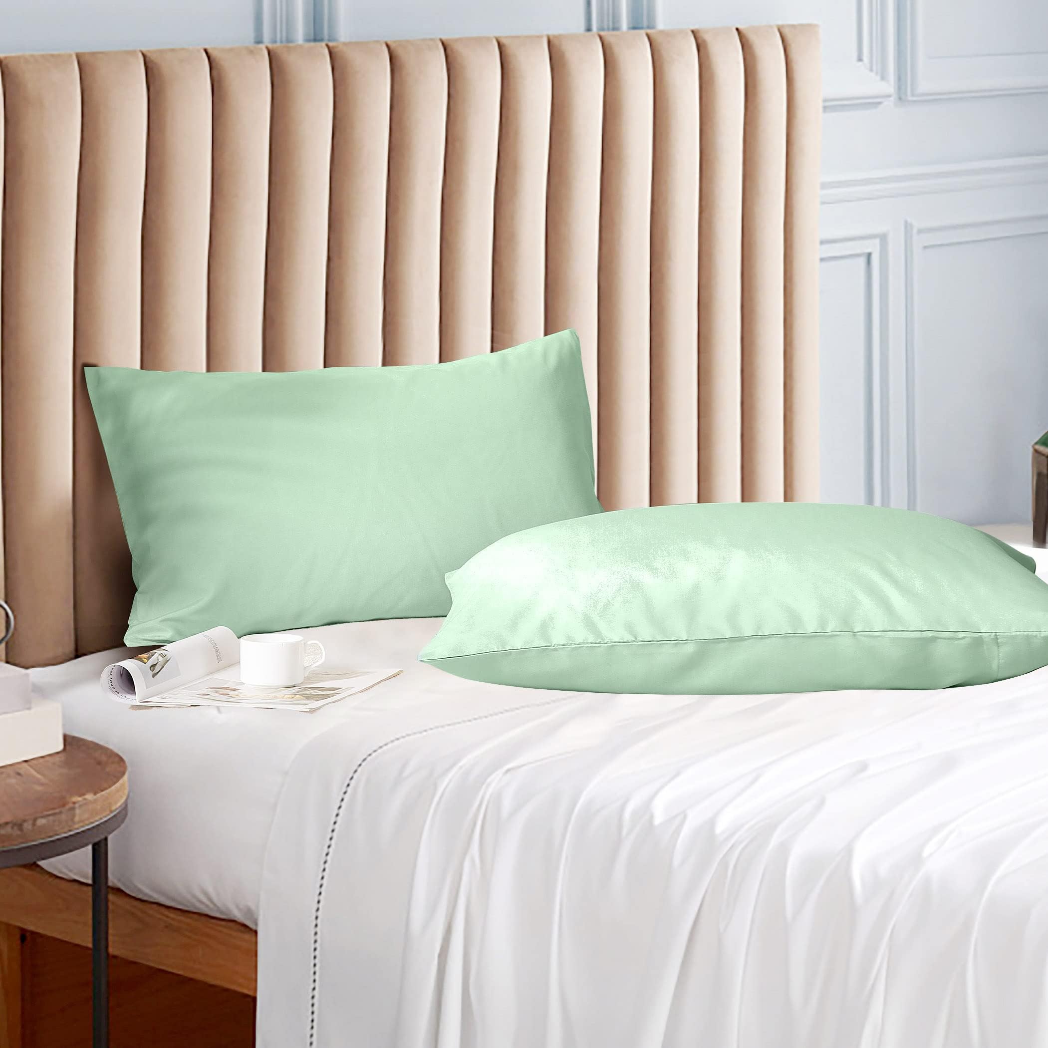 Ultra Soft Brushed Microfiber Standard Size 20"x30" Pillowcases Pair Set of 2 with Envelope Closure (Mint, 20"x30" Standard)