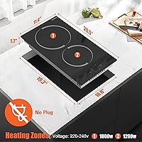 Vista 6 de Estufa eléctrica Jessier de 12 pulgadas - 2 quemadores, estufa de sobremesa y estufa integrada de cerámica, estufa eléctrica de vidrio con marco