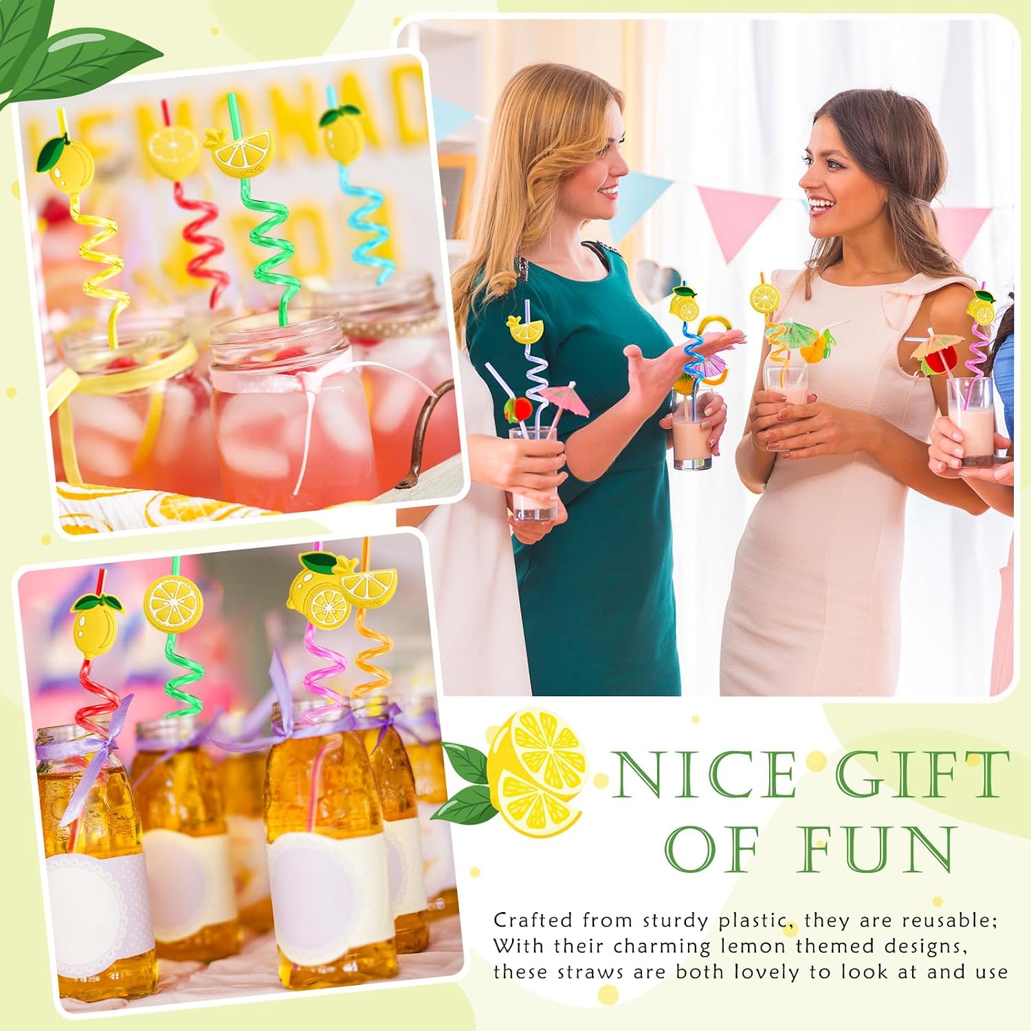 FillTouch 24 Pcs Lemon Party Straws Lemon for Kids Birthday Party image 3