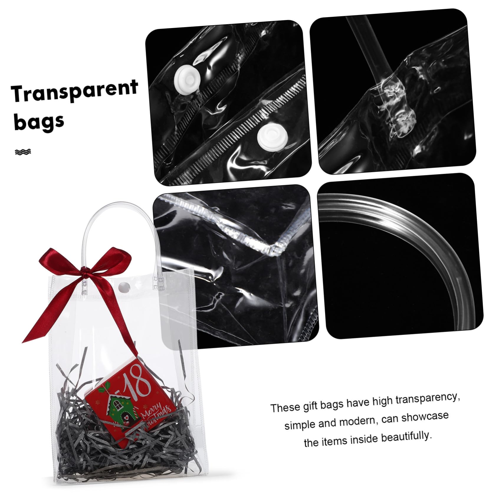 LRXIYODE 20 piezas Bolsa Transparente con Asas Unidades Reutilizable Duradera con Cierre de Botón para Bodas Comuniones y Fiestas Diseño Elegante y Espacioso