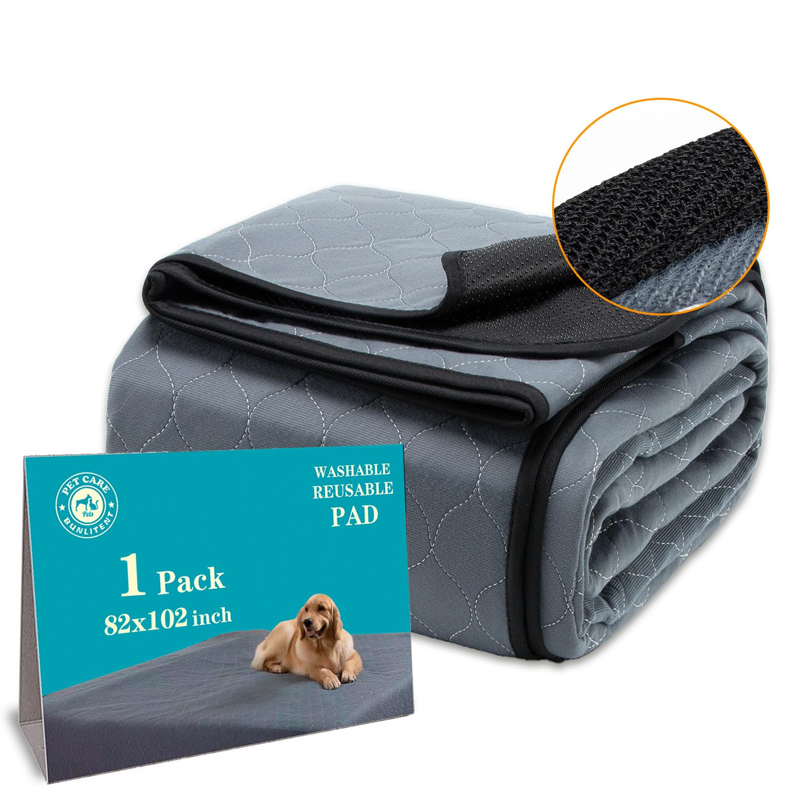 washable pee pads for dog 82x102, reusable puppy pads, dog training pads with quick dry, 1 pack, anti-slip dog cat pee pads, whelping pads, potty pad.