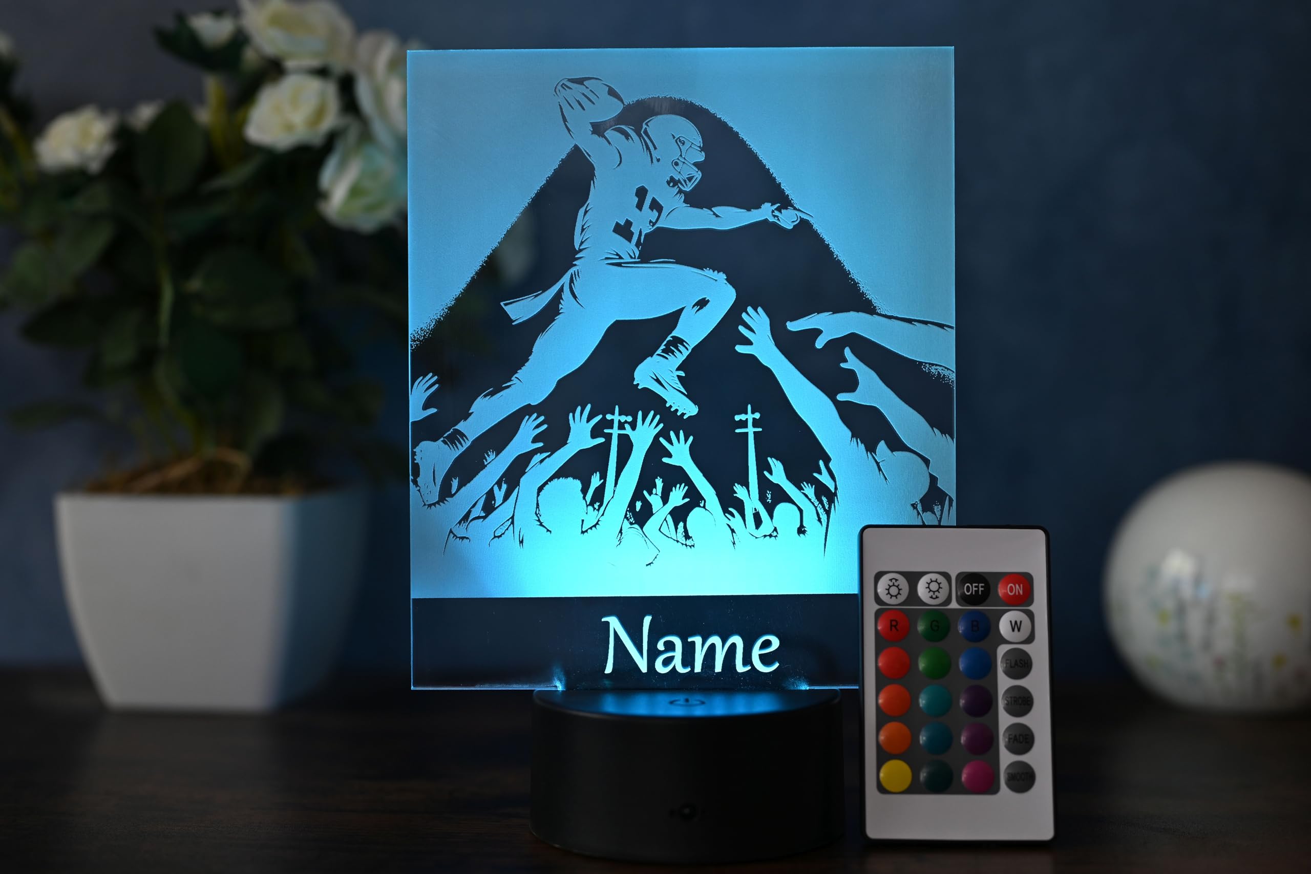 Personalisierte LED Football Lampe – American Football Geschenk, Nachtlicht, Deko, Football Geburtstag, Dekoration für Zuhause