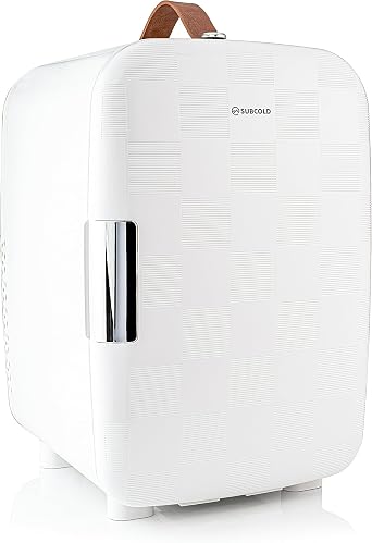 Subcold Pro15 Luxury Mini Fridge Cooler | Compact 15L Portable Small Fridge 12v & 240v | Efficient Quiet Cooling System | Ideal for Bedroom, Office, Beauty & Car Chequer White [Energy Class E]