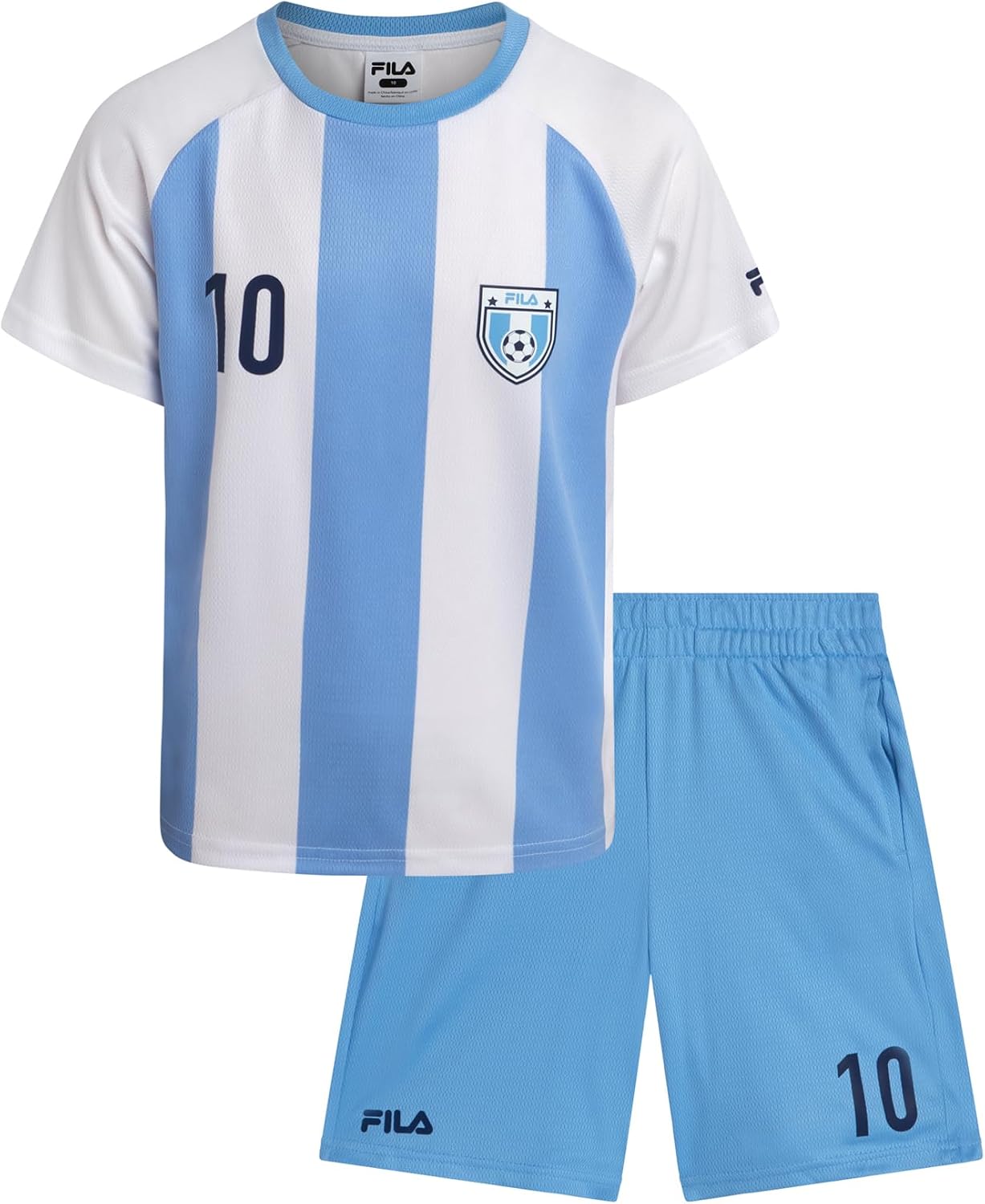 Fila Boys Soccer Jersey Shorts Set - 2 Piece Youth Sports Soccer Jersey Kids Boys Athletic Shorts & Graphic Tees (Size: 4-12)