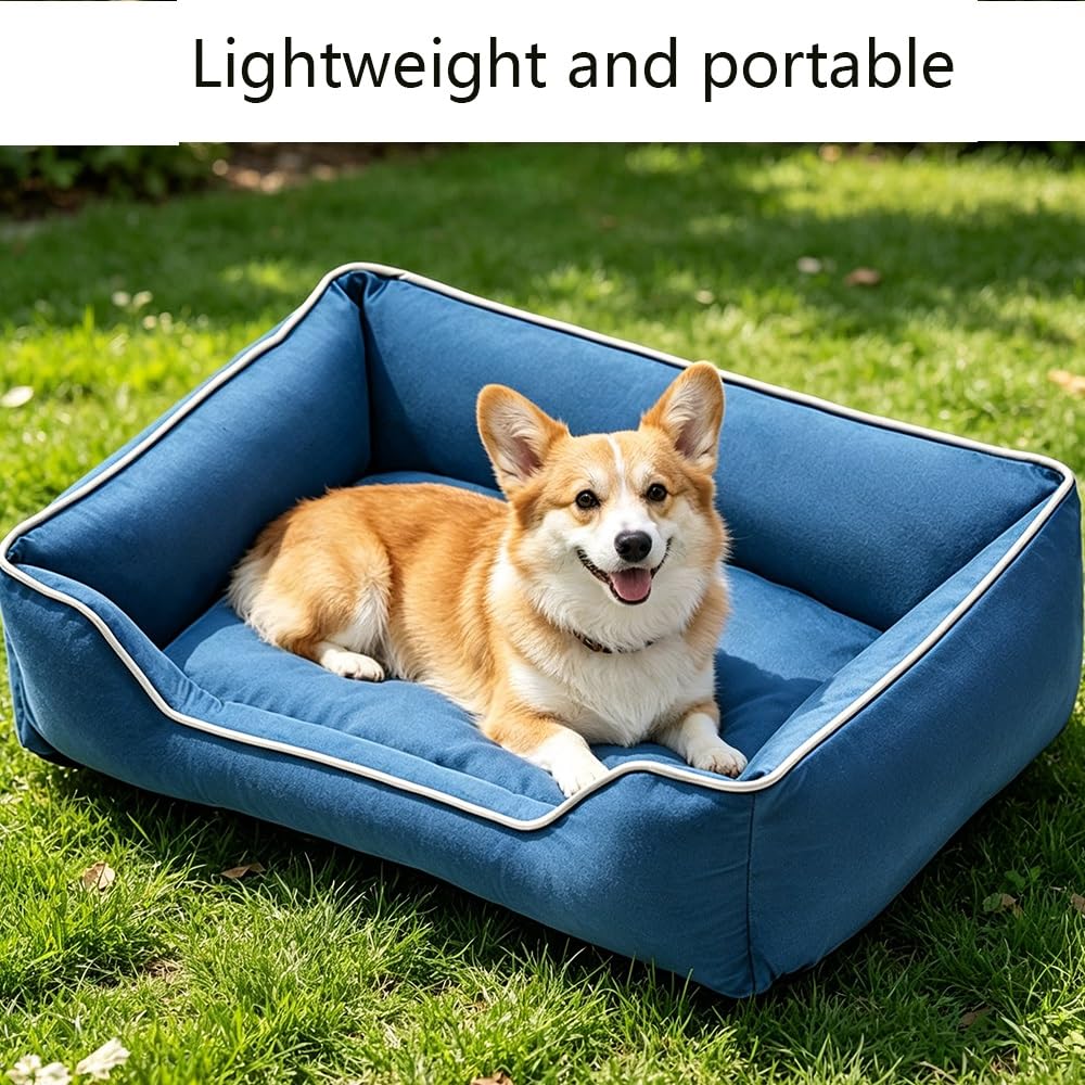 Generico Cuccia Cane Lavabile con Rivestimento Sfoderabile, Letto Rettangolare Antiscivolo, Cuccia Calmante per Cani Piccoli Medi Grandi e Gatti(Blue,Medium)