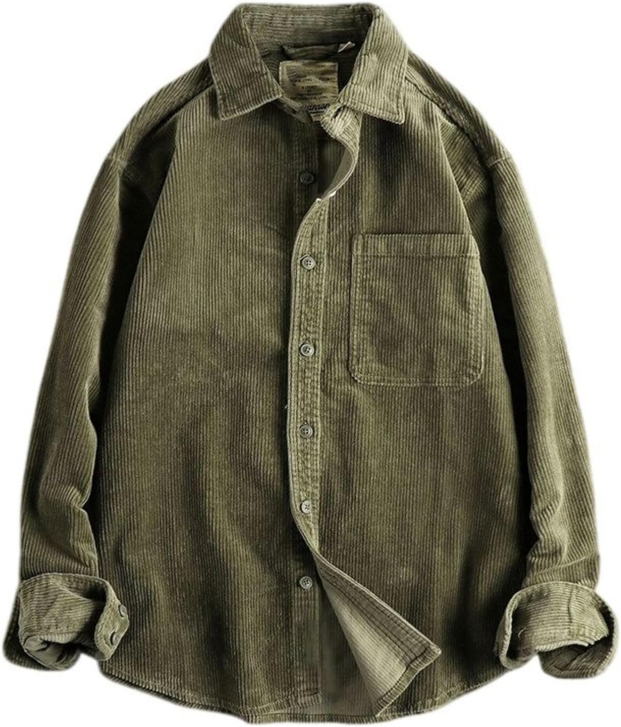 Men's Corduroy Long Sleeve Shirt Relaxed Fit Washed Heavyweight