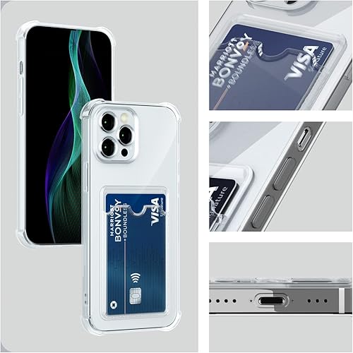 Miniatura 6 de AKABEILA Funda para iPhone 13 Pro Clear Cute Phone Case Soft TPU Wallet Case Slim Bag Cover a prueba de golpes con ranura para tarjetas