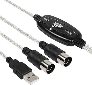 SinLoon USB MIDI Cable USB to 5 Pin MIDI Interface 6.5FT MiDi In-Out Converter Keyboard to PC/Mac/Laptop for Music Studio