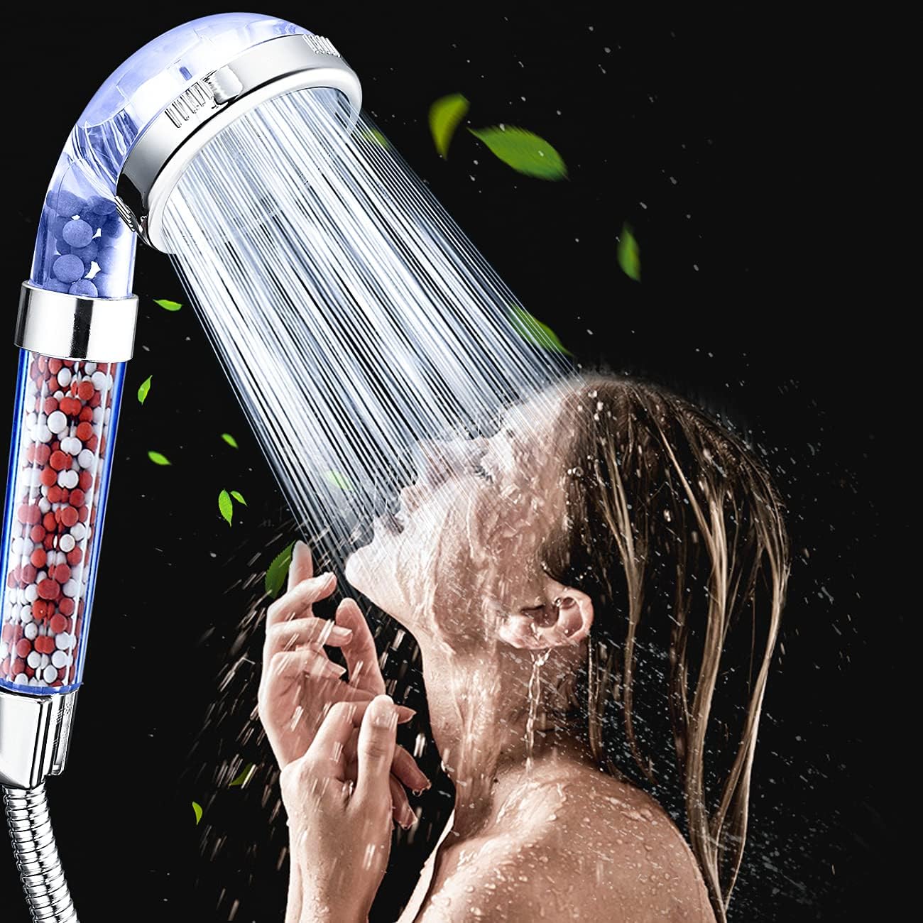Nosame Shower Head with Hose and Bracket, Filter Filtration High Pressure Water Saving 3 Mode Function Spray Handheld Showerheads for Dry Skin & Hair
