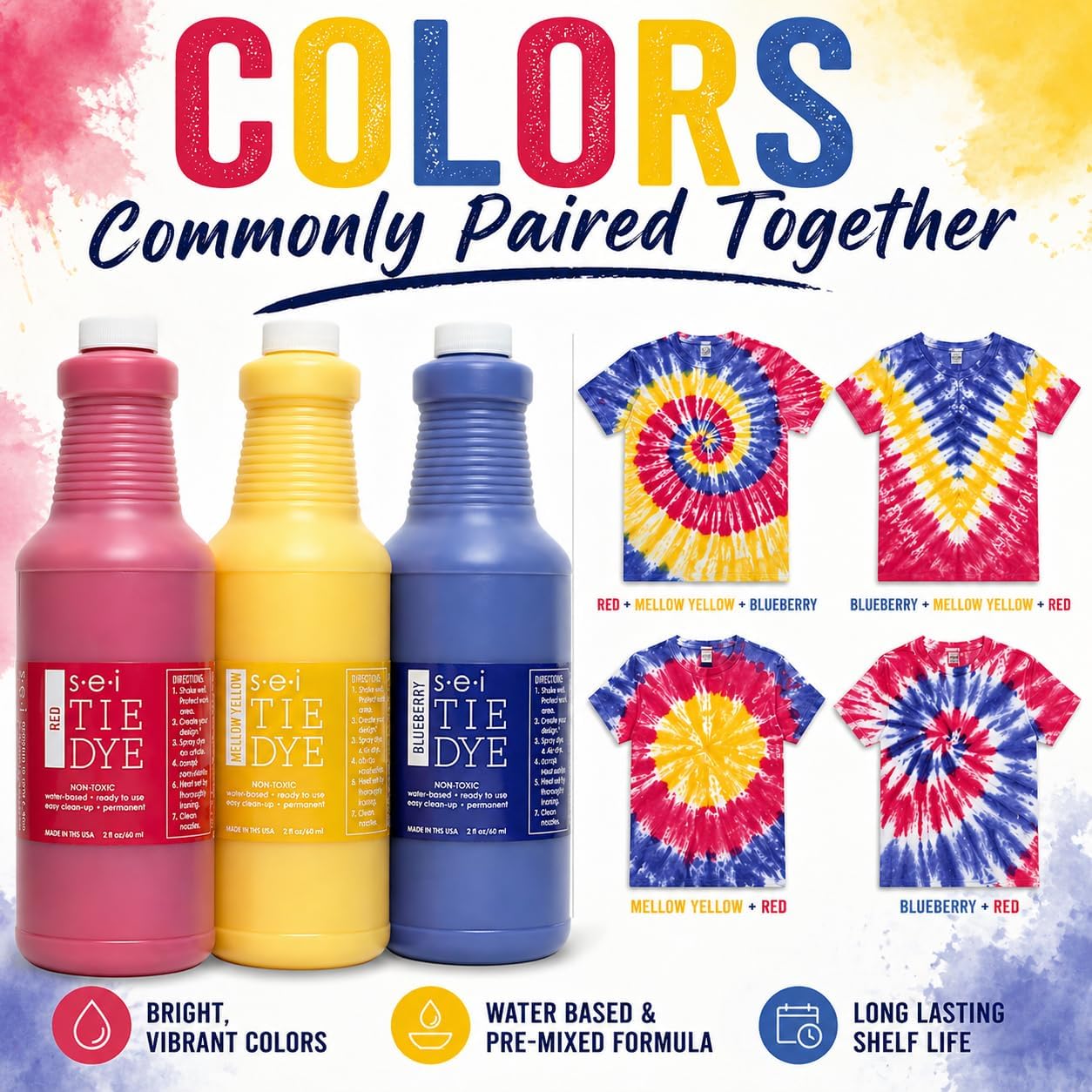 SEI Red Tie Dye Kit, Fabric Dye for Large Groups – 1 Quart (32 oz), Pre-Mixed Tye Dye, Water Based Clothes Dye for T-Shirts, Summer Activities, Birthday Parties