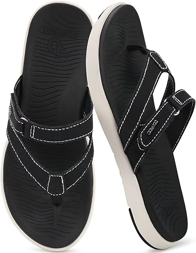 Miniatura 7 de COFACE Chanclas Ortopédicas de Moda para Mujer Damas Deslizables Ligeras Atléticas Esterilla de Yoga Cojín Sandalias Tipo Tanga con Cómodo Soporte