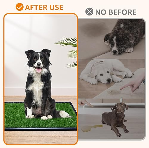 Miniatura 5 de LOOBANI Almohadilla de césped artificial de 39.3 x 31.5 pulgadas para entrenamiento de orinal de perros, fuerte absorción, césped artificial, fácil