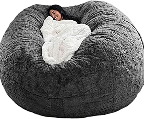 Miniatura 1 de Puf gigante de 5678 pies para adultos, grande, redondo, suave, esponjoso, de piel sintética, funda para sofá cama, cómoda para dormitorio, lavable a