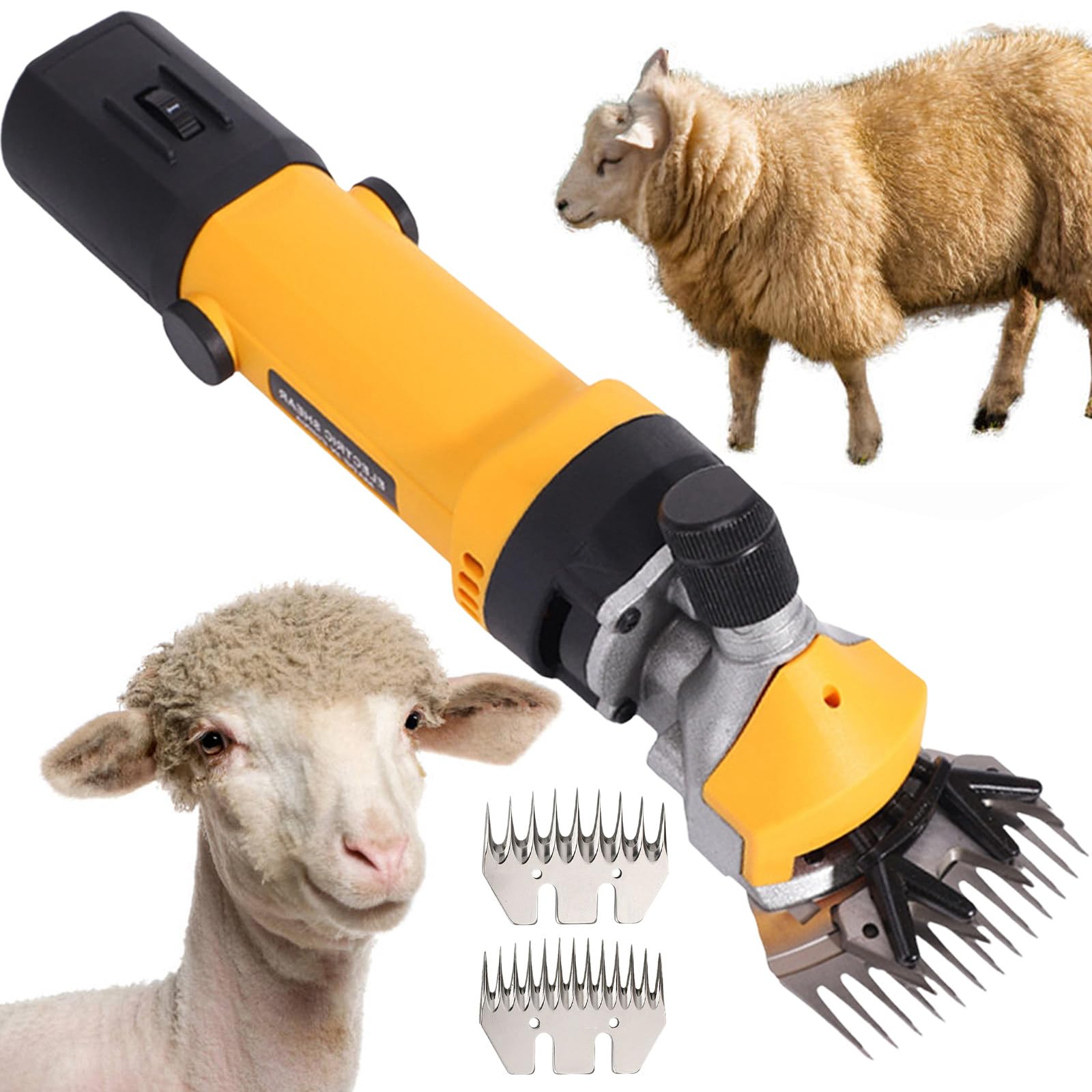 Tosatrice Elettrica per Pecore 850W - Tosatrice Compatta per Bestiame A 6 velocità con Lame A 9 E 13 Denti,per La Rasatura della Lana di Pecore,Capre,Alpaca E Bovini,3200 Giri/Min Yellow