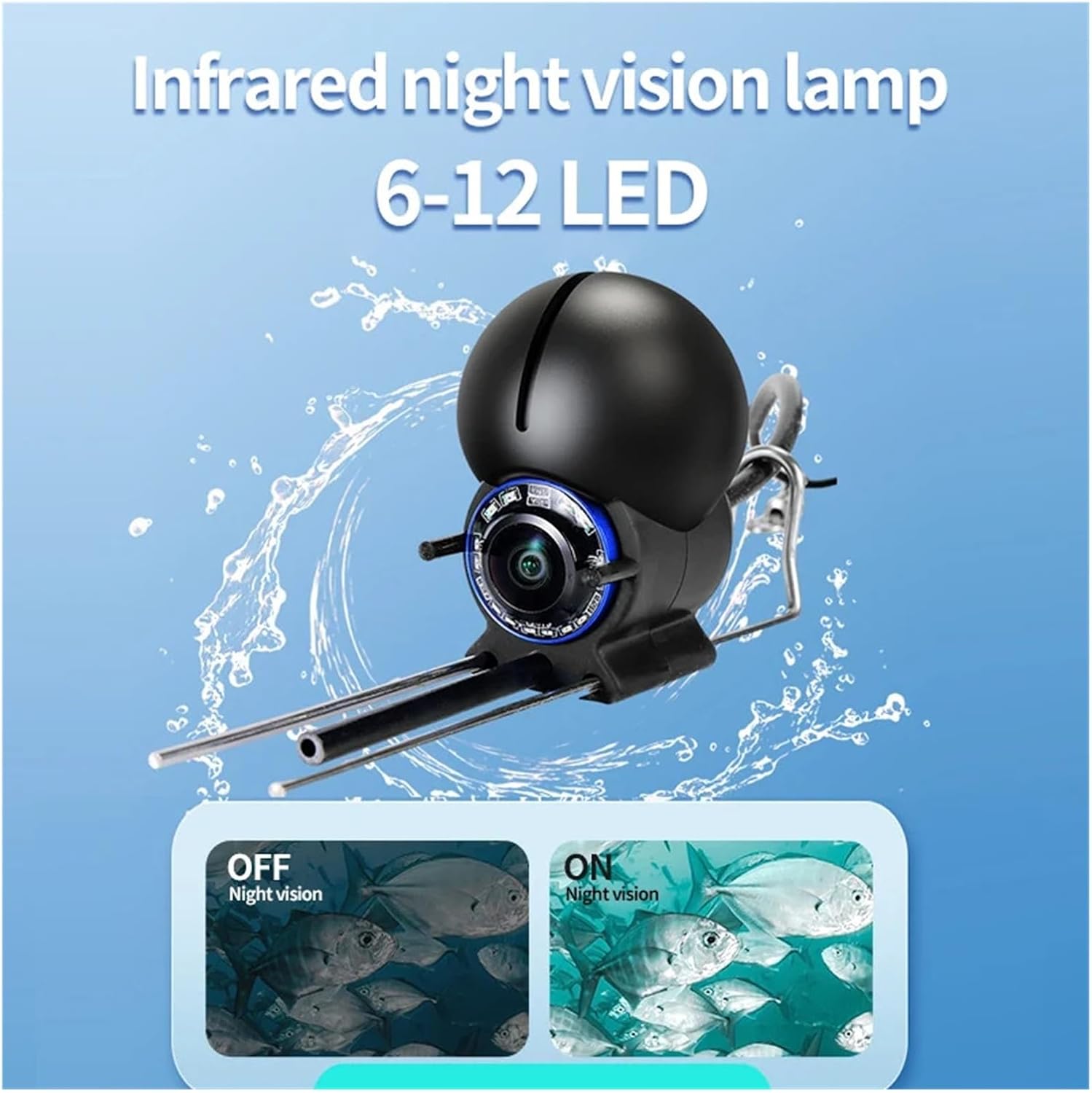 水中釣りカメラ 1080P ポータブル 4.3インチ LCD ナイトビジョン 5000mAh バッテリー付き 湖釣り用 明るい表示画