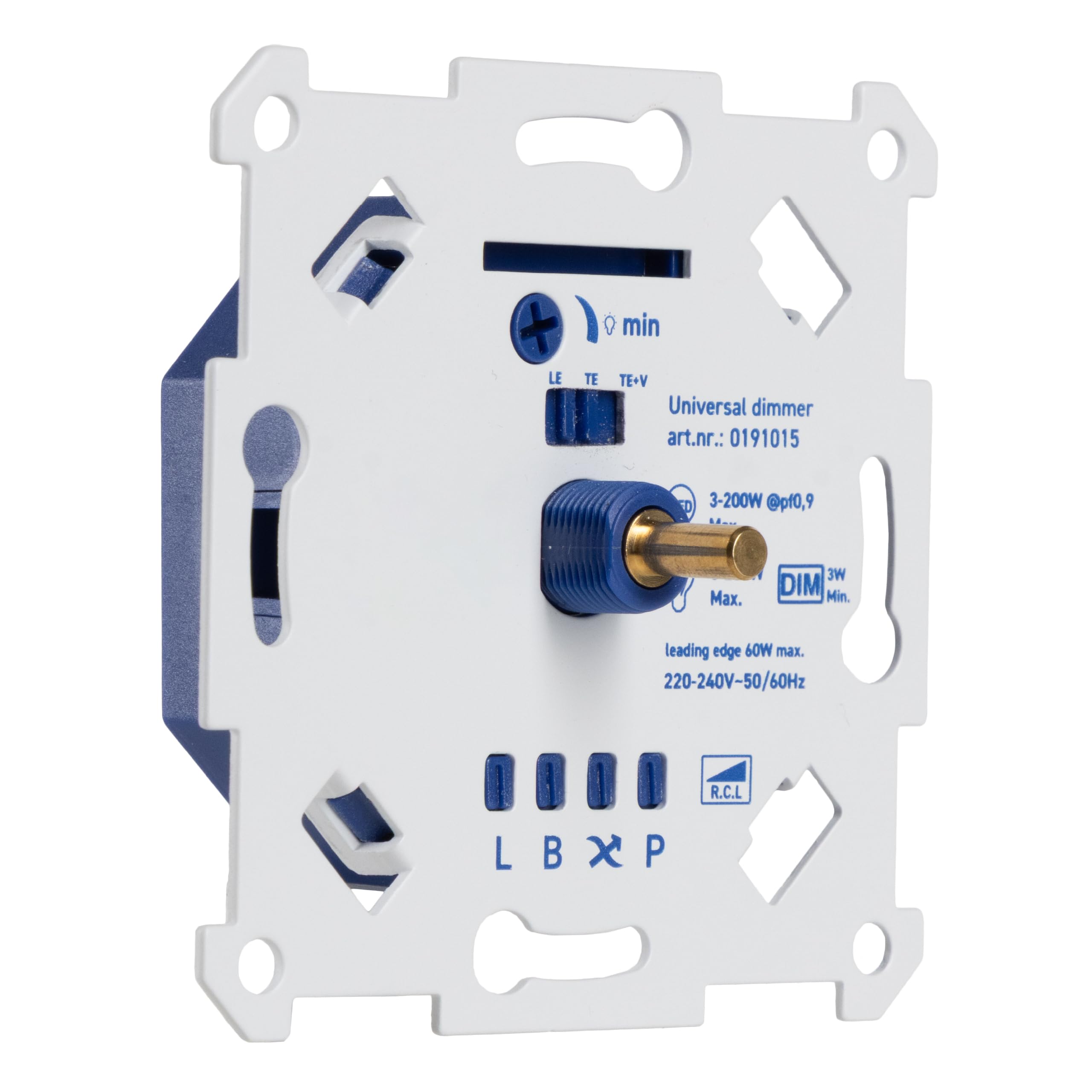 LED-Dimmer 3-250W Digital, nur 16 mm Einbautiefe, UP-Drehdimmer zum Dimmen von LED und Halogen 3-250 W kompatibel mit Busch-Jaeger, Gira, Kopp, Merten, Jung, Berker, Phasenanschnitt Phasenabschnitt