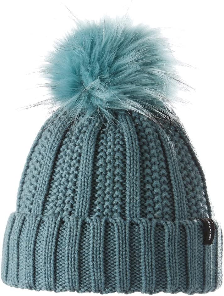 Screamer Jennifer Beanie is Made with Soft Recycled Polyester Yarns a Super Faux Fur Pom and is Unlined