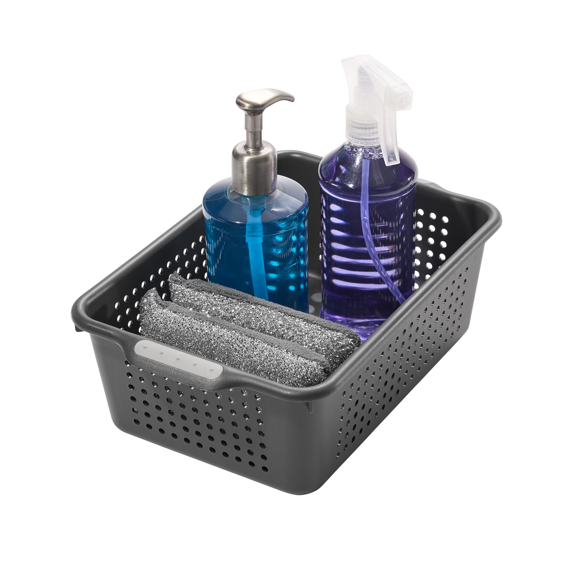 madesmart Classic Small Storage Basket - Granite | CLASSIC COLLECTION | Soft-grip Dots and Non-slip Feet | BPA-Free,Brown