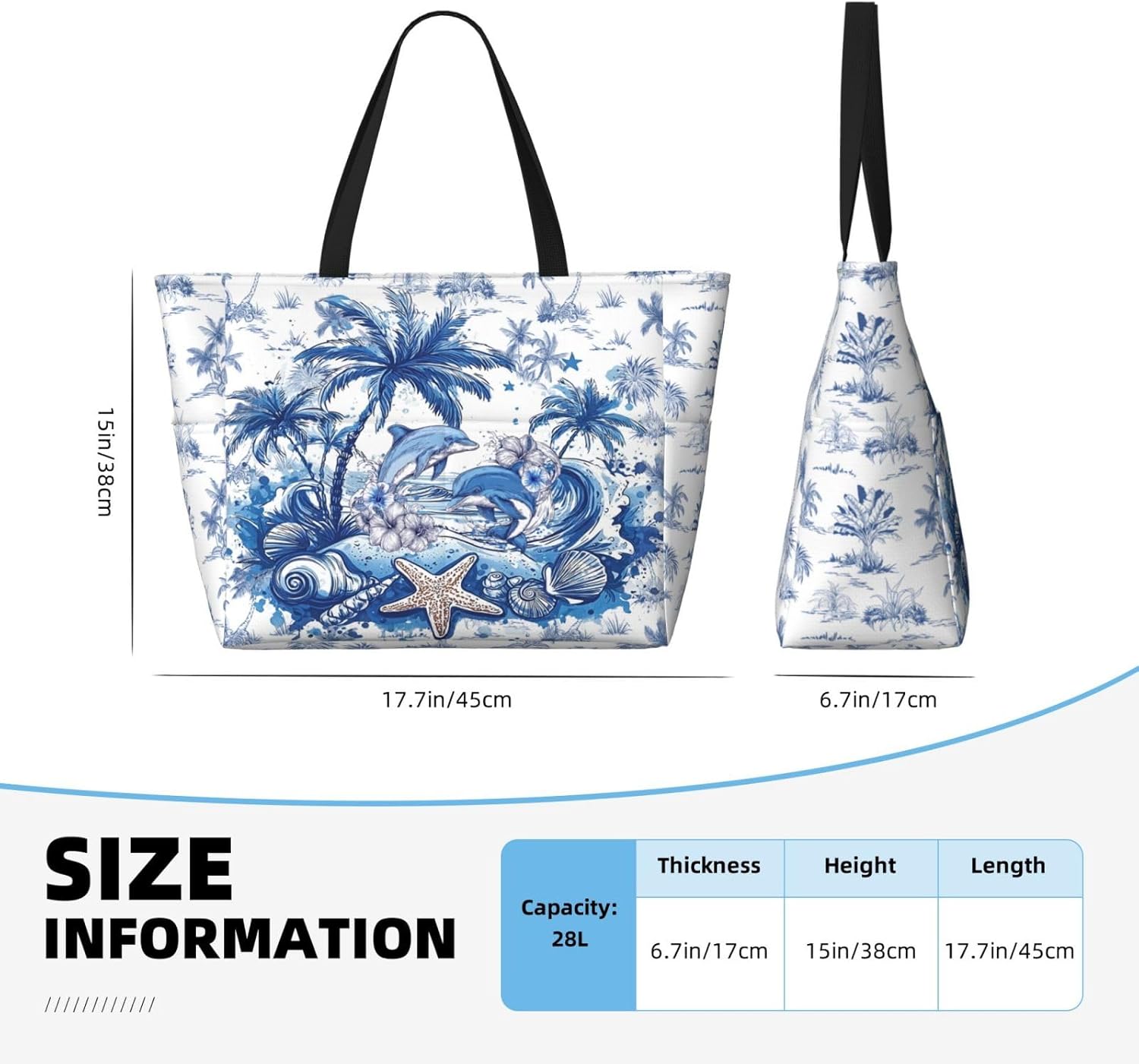 Beach Bags Waterproof Sandproof for Women Beach Tote Bag Large Capacity with Zipper Gift for Women for Travel Shop - Image 6