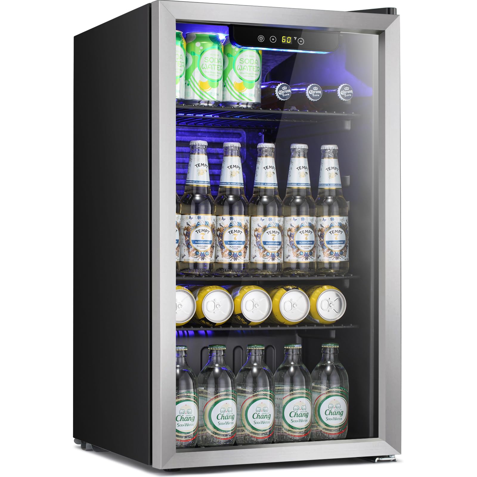 Antarctic Star Mini Fridge -130 Can Beverage Refrigerator for Soda Beer or Wine, Stainless steel door frame, for Office or Bar with Adjustable Removable Shelves, Silver, 3.1 Cu.Ft on Fridge.com