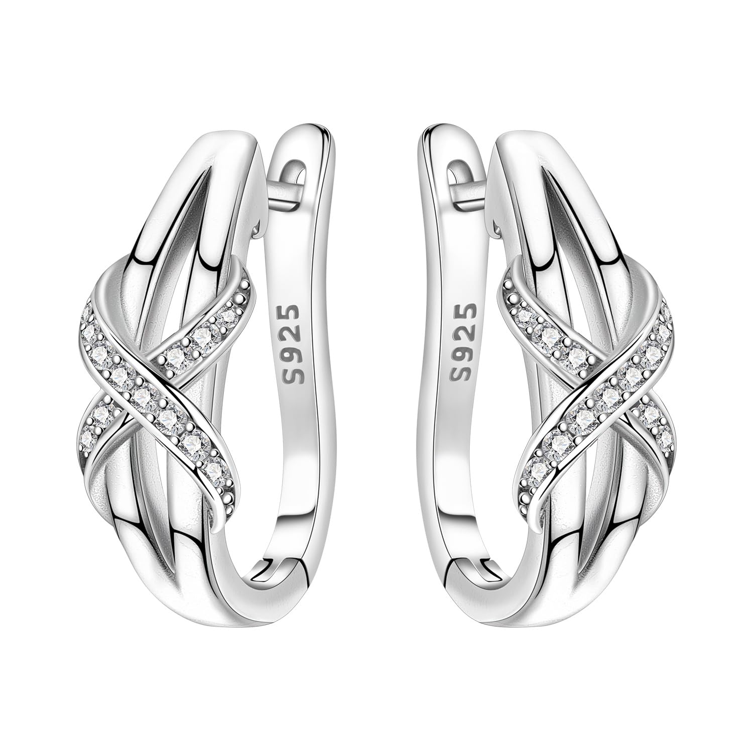 Pendientes de aro de plata de ley 925 para mujer, hipoalergénicos, estilo huggie — view 50
