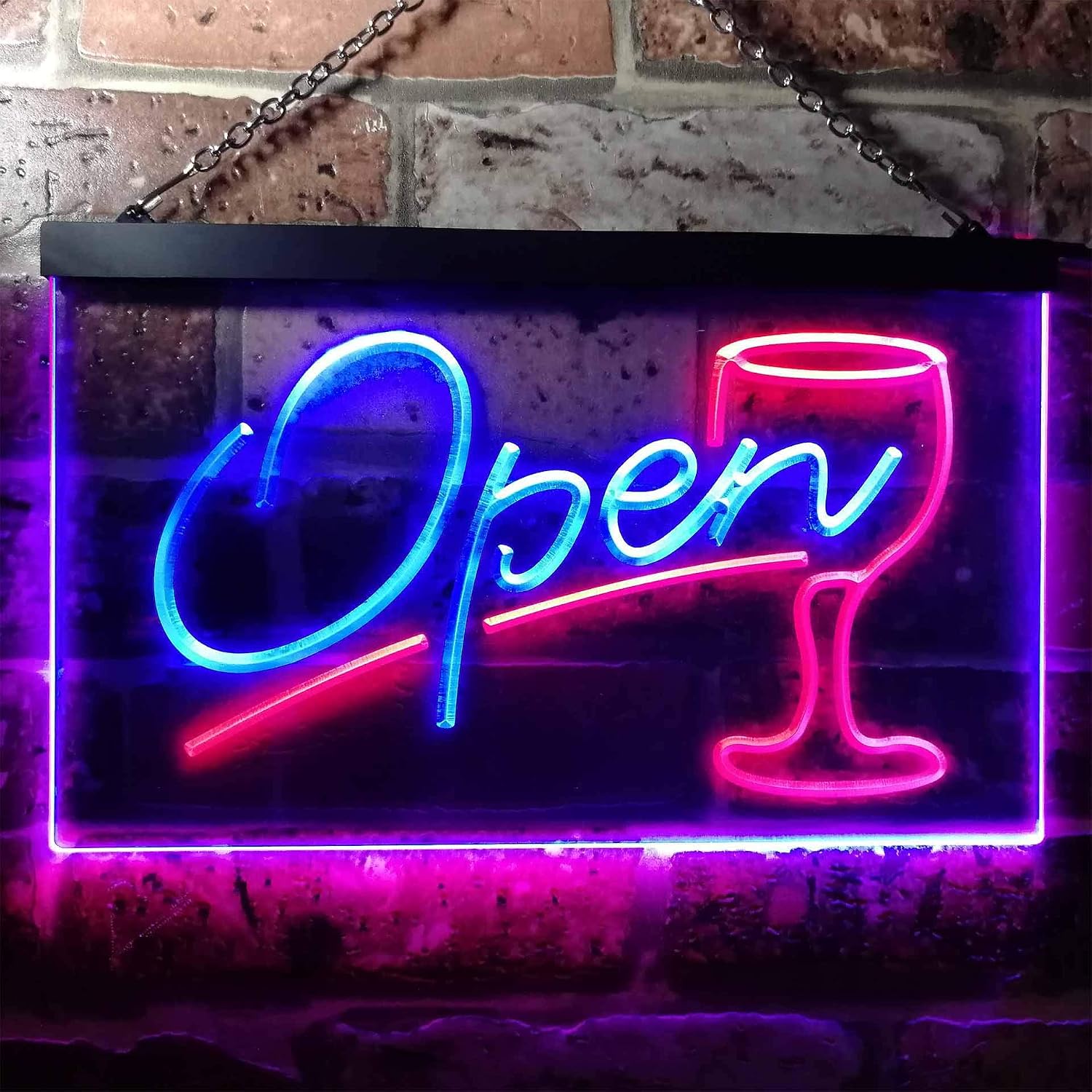 ADVPRO Open Bar Cocktails Glass Beer Wine Dual Color LED Neon Sign Red & Blue 16" x 12" st6s43-i0536-rb