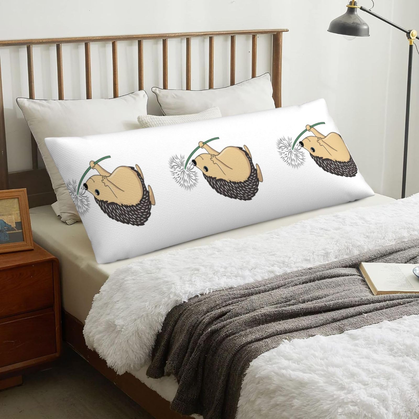 Hedgehog Animal, Body Pillow Cover with Zipper,Long Body Pillowcase 20 x 60 in