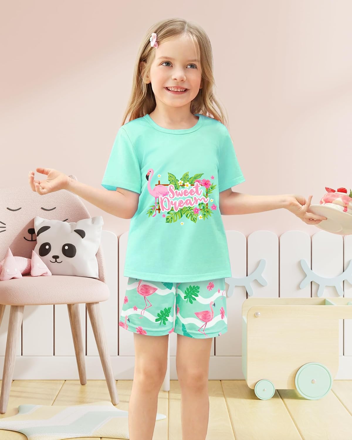 Nidoul Girls Pajamas Short Sleeve Toddler Summer Pjs Girls' Sleepwear 2 Pieces Lounge Sets Kids Clothes 3T-14Y - Image 3