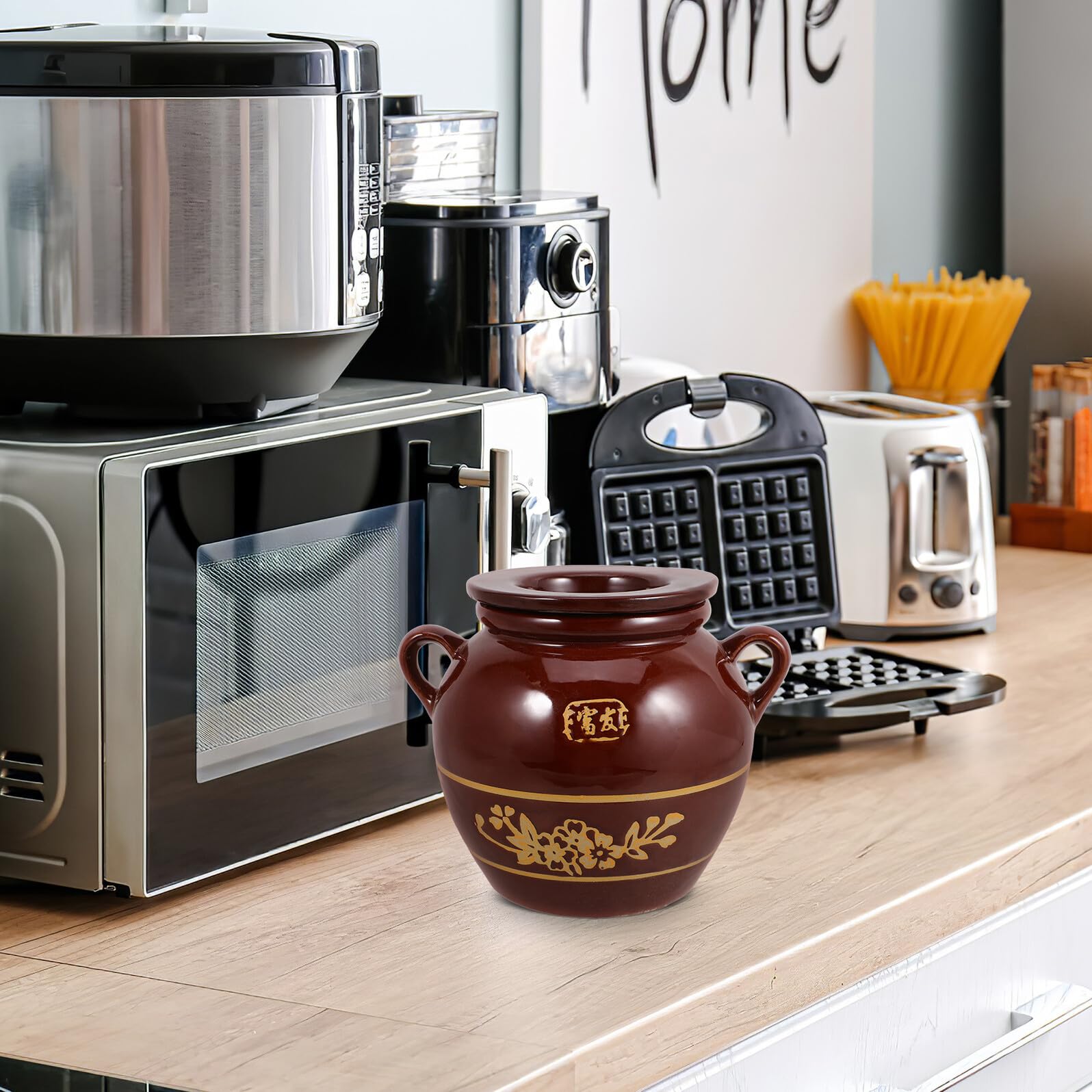 BESPORTBLE Keramik Vorratsdose 2kg Braun mit Deckel Hochtemperaturbeständig und Praktischer Verschluss für Restaurant und Haushalt