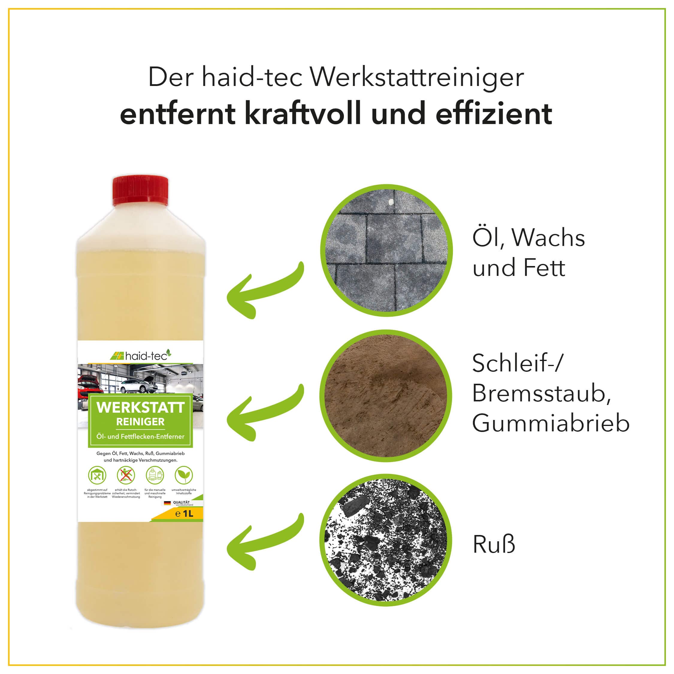 haid-tec Werkstatt Reiniger - Reinigungsmittel für Garagenboden, Werkstattboden - Ölfleckenentferner, Industriereiniger - Konzentrat - biologisch abbaubar - made in Germany (10 Liter)