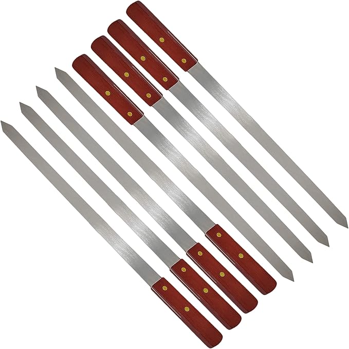 8Pcs Flat Kebab Skewers Stainless Steel, 24 inch Turkish Skewers, Adana