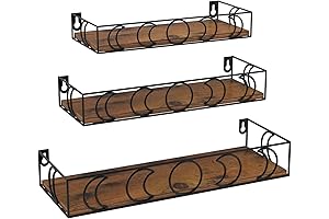 Moon Phase Wall Shelves Brown Black, 3 Pack Small Floating Book Plant...
