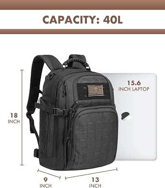 TRAILKICKER Tactical Laptop Backpack Military Backpack for Men Black Tactical Bag Backpack