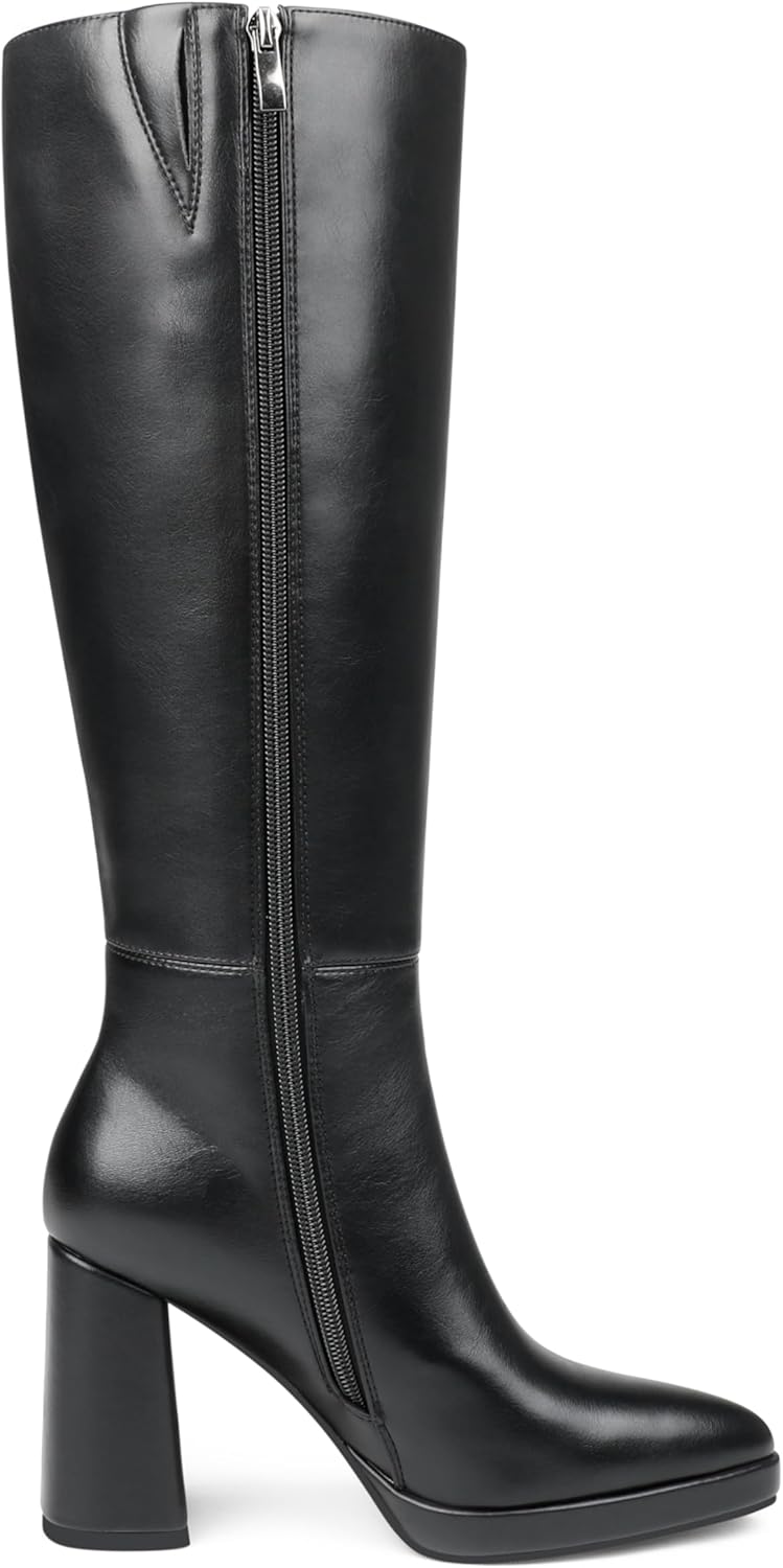 COLETER Women's Knee High Boots Pointed Toe Chunky Gogo Boots Zipper Block Heeled Tall Dress Boots - Image 6