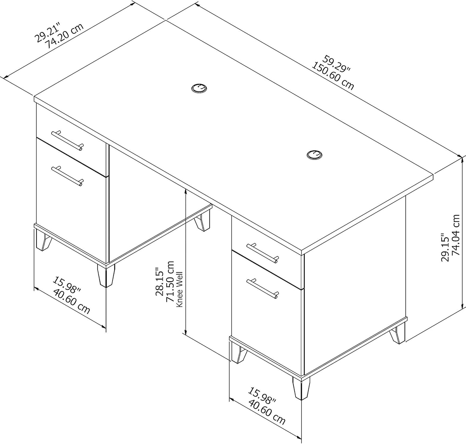 Bush Furniture Somerset 60W Office Desk with Drawers in Ash Gray