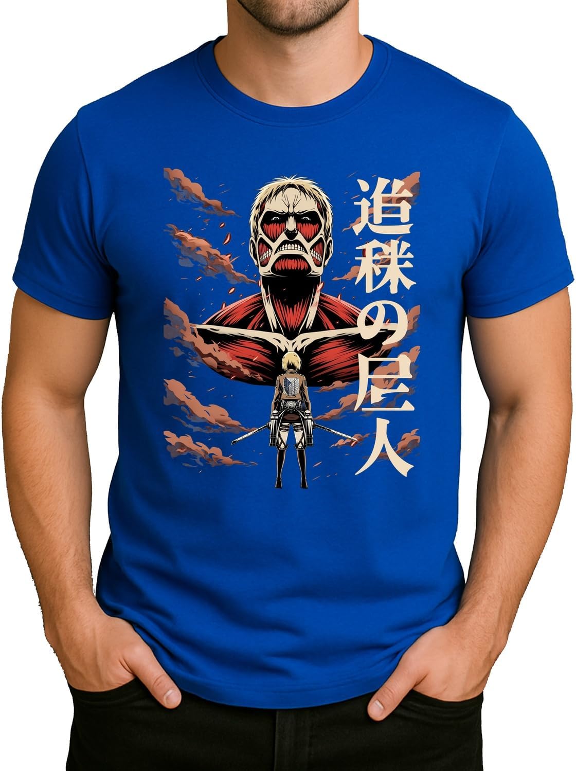 Attack on Titan Motif - Eren, Mikasa, Armin & Epic Titan Fights for Fans of Shingeki no Kyojin Style XIV Men's T-Shirt